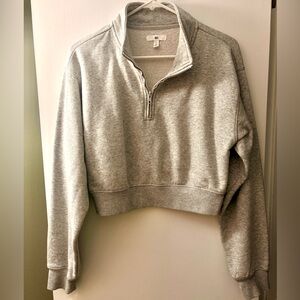 Banana Republic Light Gray Quarter-Zip Sweater
